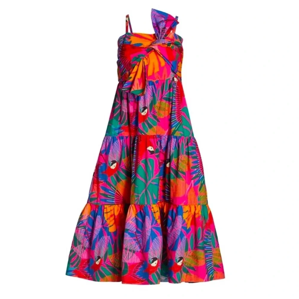 NWT farm rio macaw cotton midi dress - Picture 3 of 10